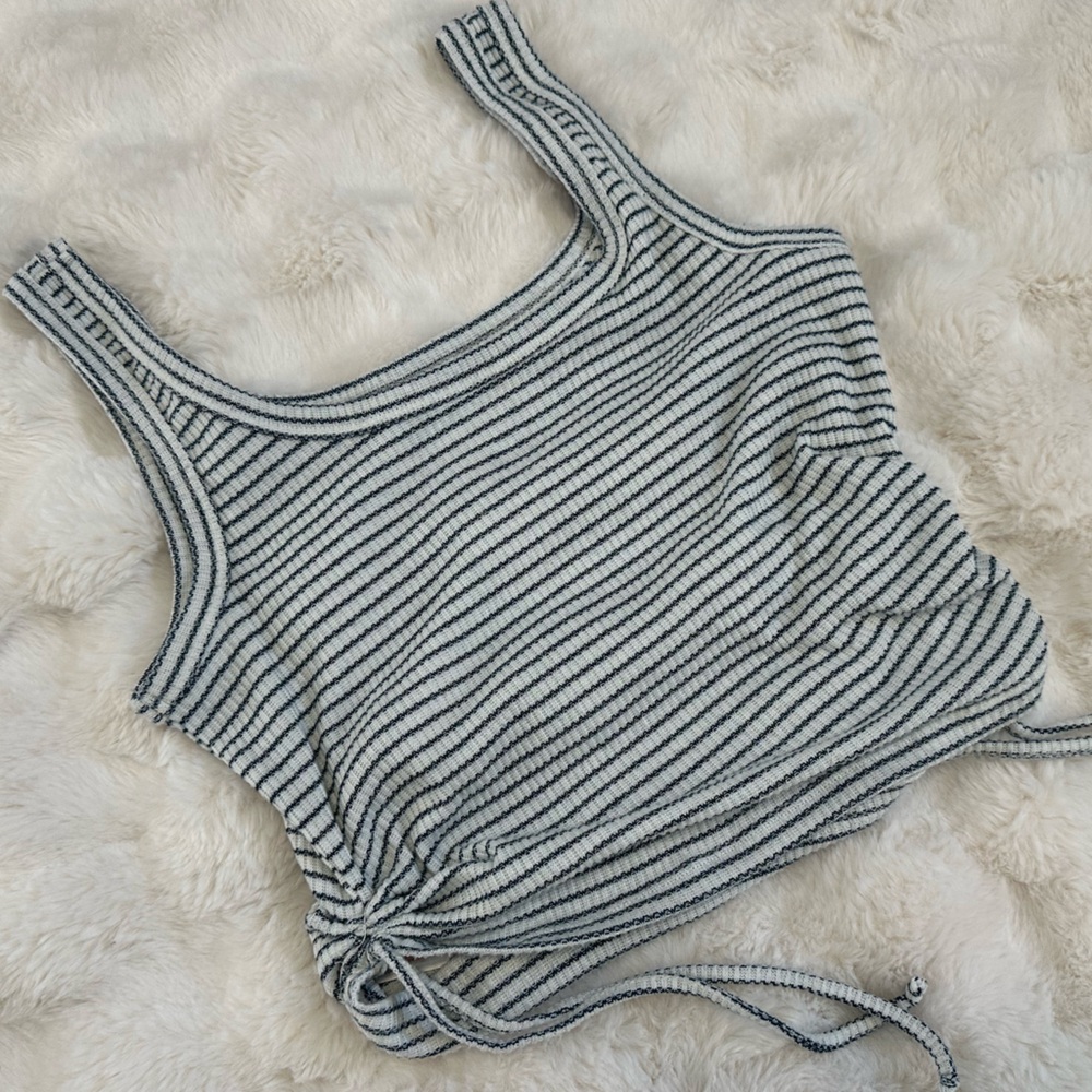 Primark Striped Drawstring Crop Top